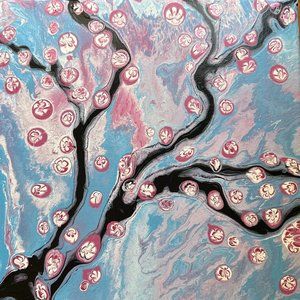 An original art. Cherry Blossom painting 12x12.